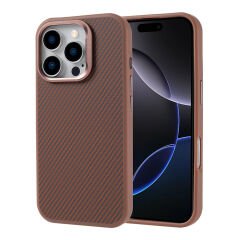 iPhone 16 Pro Max Kılıf Magsafe Şarj Özellikli Karbon Fiber Görünümlü Troy Kapak