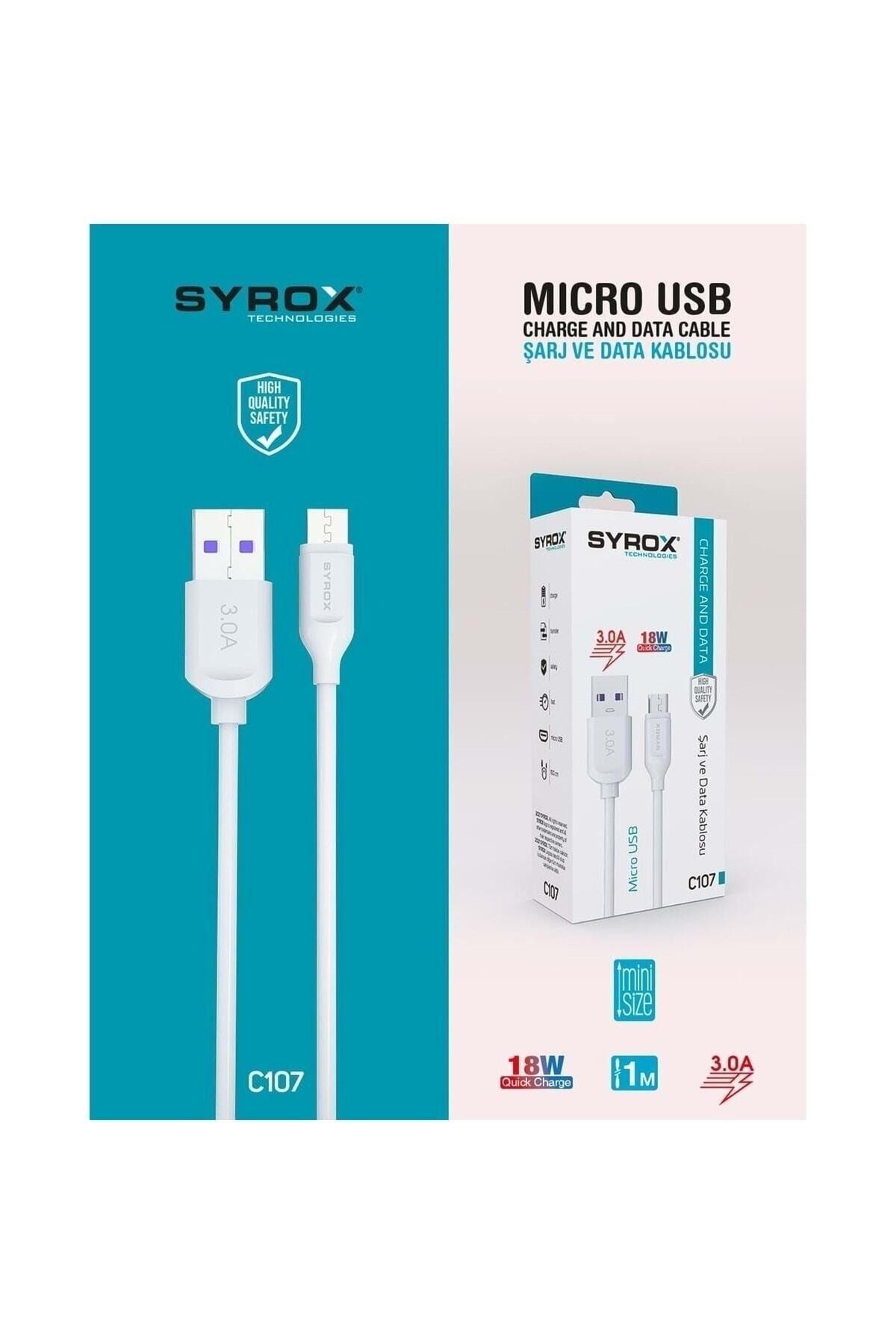 Hızlı Şarj Ve Data Kablosu Micro Usb 3.0a 18w Syx-c108 Beyaz