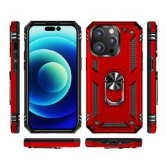iPhone 14 Pro Kılıf Vega Tank Sert Yüzüklü Standlı Zırh Koruma Kapak