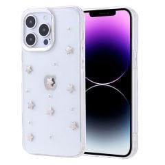 iPhone 14 Pro Max Kılıf Airbag Tasarımlı Simli Şeffaf Kutup Kapak