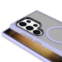 Samsung Galaxy S24 Ultra Kılıf Sert PC Arka Yüzey Wireless Şarj Özellikli Flet Magsafe Kapak