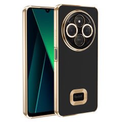 Xiaomi Redmi 14C 4G Logo Gösteren Parlak Kenarlı Kamera Lens Korumalı Şeffaf Omega Silikon Kapak