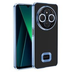 Xiaomi Redmi 14C 4G Logo Gösteren Parlak Kenarlı Kamera Lens Korumalı Şeffaf Omega Silikon Kapak