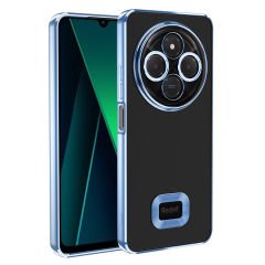 Xiaomi Redmi 14C 4G Logo Gösteren Parlak Kenarlı Kamera Lens Korumalı Şeffaf Omega Silikon Kapak