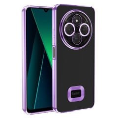 Xiaomi Redmi 14C 4G Logo Gösteren Parlak Kenarlı Kamera Lens Korumalı Şeffaf Omega Silikon Kapak