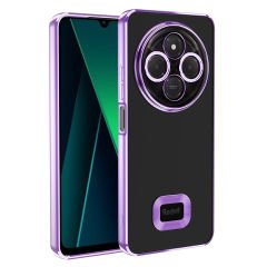 Xiaomi Redmi 14C 4G Logo Gösteren Parlak Kenarlı Kamera Lens Korumalı Şeffaf Omega Silikon Kapak