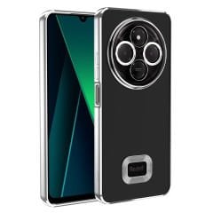 Xiaomi Redmi 14C 4G Logo Gösteren Parlak Kenarlı Kamera Lens Korumalı Şeffaf Omega Silikon Kapak