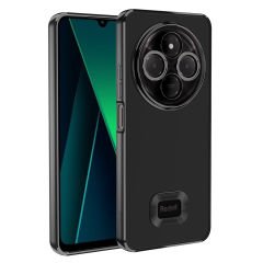 Xiaomi Redmi 14C 4G Logo Gösteren Parlak Kenarlı Kamera Lens Korumalı Şeffaf Omega Silikon Kapak