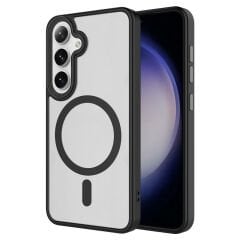 Samsung Galaxy S24 Plus Kılıf Sert PC Arka Yüzey Wireless Şarj Özellikli Flet Magsafe Kapak