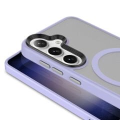 Samsung Galaxy S24 Plus Kılıf Sert PC Arka Yüzey Wireless Şarj Özellikli Flet Magsafe Kapak