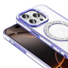 iPhone 16 Pro Max Kılıf Pırlanta Taş Tasarımlı Kablosuz Şarj Özellikli Karetta Silikon Kapak
