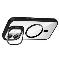 iPhone 16 Kılıf Standlı ve Kamera Lens Hediyeli Kablosuz Şarj Özellikli Etro Kapak