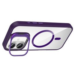 iPhone 16 Kılıf Standlı ve Kamera Lens Hediyeli Kablosuz Şarj Özellikli Etro Kapak