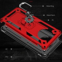 Xiaomi Redmi Note 9 Pro 5G Kılıf Vega Tank Sert Yüzüklü Standlı Zırh Koruma Kapak