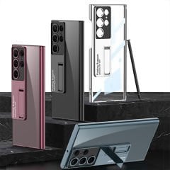 Samsung Galaxy S23 Ultra Kılıf Kamera Korumalı Şeffaf Tasarımlı  Lego Standlı Kapak