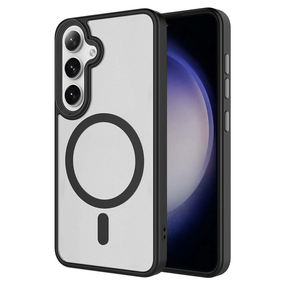 Samsung Galaxy S24 Kılıf Sert PC Arka Yüzey Wireless Şarj Özellikli Flet Magsafe Kapak