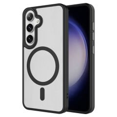 Samsung Galaxy S24 Kılıf Sert PC Arka Yüzey Wireless Şarj Özellikli Flet Magsafe Kapak