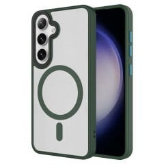 Samsung Galaxy S24 Kılıf Sert PC Arka Yüzey Wireless Şarj Özellikli Flet Magsafe Kapak