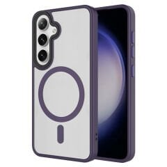 Samsung Galaxy S24 Kılıf Sert PC Arka Yüzey Wireless Şarj Özellikli Flet Magsafe Kapak