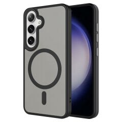 Samsung Galaxy S24 Kılıf Sert PC Arka Yüzey Wireless Şarj Özellikli Flet Magsafe Kapak