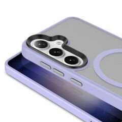 Samsung Galaxy S24 Kılıf Sert PC Arka Yüzey Wireless Şarj Özellikli Flet Magsafe Kapak