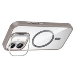 iPhone 16 Plus Kılıf Standlı ve Kamera Lens Hediyeli Kablosuz Şarj Özellikli Etro Kapak