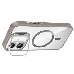 iPhone 16 Plus Kılıf Standlı ve Kamera Lens Hediyeli Kablosuz Şarj Özellikli Etro Kapak