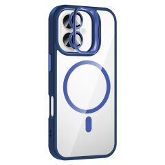 iPhone 16 Plus Kılıf Standlı ve Kamera Lens Hediyeli Kablosuz Şarj Özellikli Etro Kapak