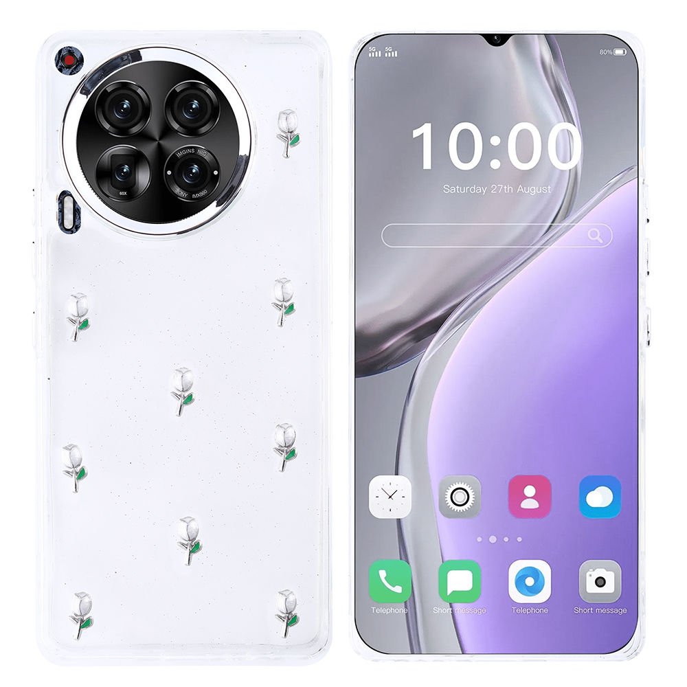 Tecno Camon 30 5G Kılıf Airbag Tasarımlı Simli Şeffaf Kutup Kapak