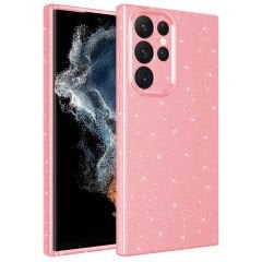 Samsung Galaxy S22 Ultra Kılıf Kamera Korumalı Simli Lüks Koton Kapak