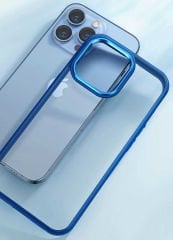 iPhone 12 Pro Kılıf Renkli Silikon Kenarlı Krom Kapak