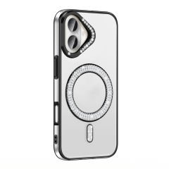 iPhone 16 Plus Kılıf Pırlanta Taş Tasarımlı Kablosuz Şarj Özellikli Karetta Silikon Kapak