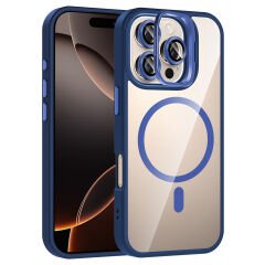 iPhone 16 Pro Kılıf Standlı ve Kamera Lens Hediyeli Kablosuz Şarj Özellikli Etro Kapak