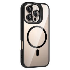 iPhone 16 Pro Kılıf Standlı ve Kamera Lens Hediyeli Kablosuz Şarj Özellikli Etro Kapak
