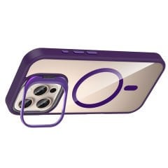 iPhone 16 Pro Kılıf Standlı ve Kamera Lens Hediyeli Kablosuz Şarj Özellikli Etro Kapak