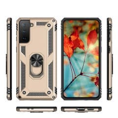 Samsung Galaxy S21 Kılıf Vega Tank Sert Yüzüklü Standlı Zırh Koruma Kapak