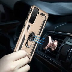 Samsung Galaxy S21 Kılıf Vega Tank Sert Yüzüklü Standlı Zırh Koruma Kapak