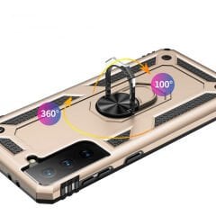 Samsung Galaxy S21 Kılıf Vega Tank Sert Yüzüklü Standlı Zırh Koruma Kapak