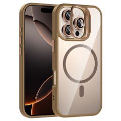 iPhone 16 Pro Max Kılıf Standlı ve Kamera Lens Hediyeli Kablosuz Şarj Özellikli Etro Kapak