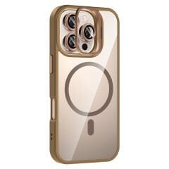 iPhone 16 Pro Max Kılıf Standlı ve Kamera Lens Hediyeli Kablosuz Şarj Özellikli Etro Kapak