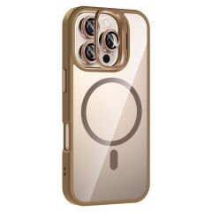 iPhone 16 Pro Max Kılıf Standlı ve Kamera Lens Hediyeli Kablosuz Şarj Özellikli Etro Kapak