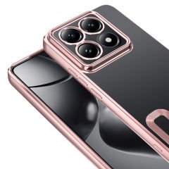 Xiaomi 14T Pro Kılıf Logo Gösteren Parlak Kenarlı Kamera Lens Korumalı Şeffaf Omega Silikon Kapak