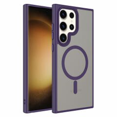 Samsung Galaxy S23 Ultra Kılıf Mat Arka Yüzey Wireless Şarj Özellikli Flet Magsafe Kapak