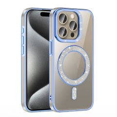 iPhone 15 Pro Max Kılıf Pırlanta Taş Tasarımlı Kablosuz Şarj Özellikli Karetta Silikon Kapak