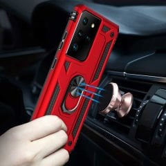 Samsung Galaxy S21 Ultra Kılıf Vega Tank Sert Yüzüklü Standlı Zırh Koruma Kapak