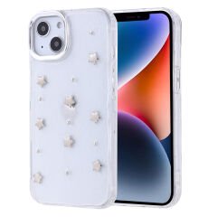 iPhone 13 Kılıf Airbag Tasarımlı Simli Şeffaf Kutup Kapak