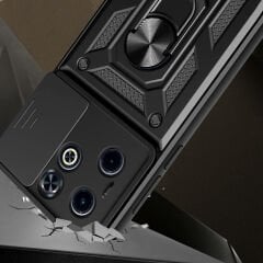 İnfinix Hot 40i Kılıf Magnetik Standlı Kamera Korumalı Sürgülü Vega Kapak