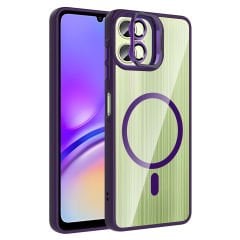 Samsung Galaxy A06 Kılıf Standlı ve Kamera Lens Hediyeli Kablosuz Şarj Özellikli Etro Kapak