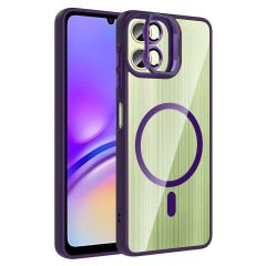 Samsung Galaxy A06 Kılıf Standlı ve Kamera Lens Hediyeli Kablosuz Şarj Özellikli Etro Kapak