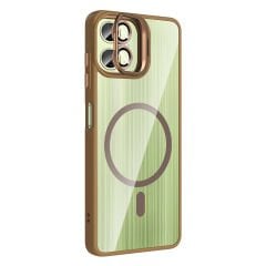 Samsung Galaxy A06 Kılıf Standlı ve Kamera Lens Hediyeli Kablosuz Şarj Özellikli Etro Kapak